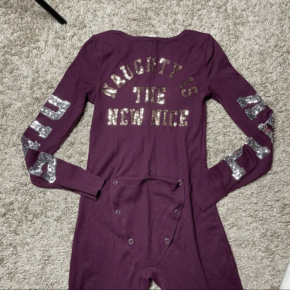 Victoria's Secret Plum Pajama Onesie with Metallic Accents - Picture 6 of 9
